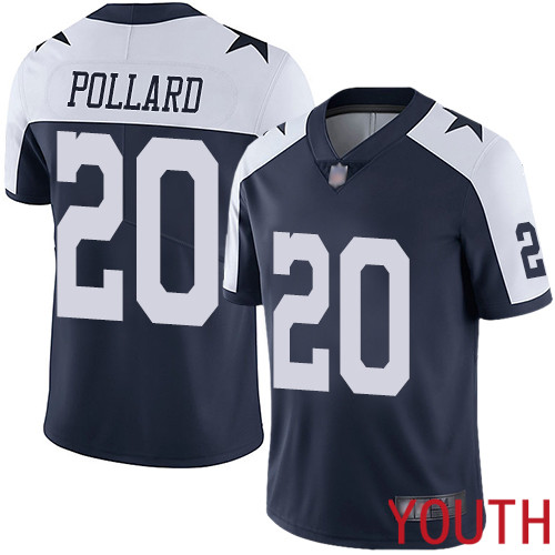 Youth Dallas Cowboys Limited Navy Blue Tony Pollard Alternate #20 Vapor Untouchable Throwback NFL Jersey->youth nfl jersey->Youth Jersey